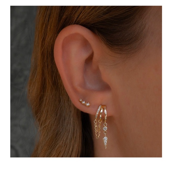 Aaria London Pair of Gold Plated Earrings Palma Illusion - Picture 2 of 6